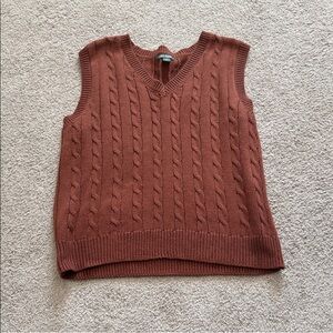 Rust Brown Cable Knit Sleeveless Vest